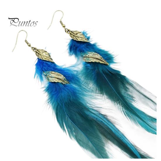 1 пара серег-крючков в стиле ретро с золотыми листьями, длинные кисточки, богемные гипоаллергенные элегантные серьги-капли с перьями, повседневная одежда