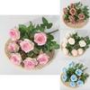 Artificial Ninehead Rose Bouquet Wedding Decor Silk Flowers For Home And Event Use