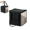 Clear Vinyl Record Carrying Bag with Handle and Lid Large Capacity Record Album Holder Holds Up To 50 Vinyl Album for Collection