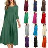 Women's Casual Solid Color Mid-sleeve Big Swing High Waist Dress