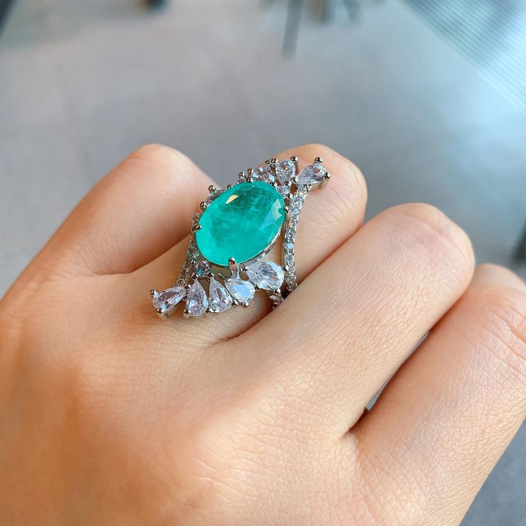 Ювелирное кольцо Shake Single Paraiba Emerald, цветное сокровище, модное банкетное украшение