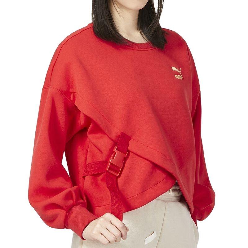 PUMA Sweatshirts Women's Red Crew Neck Moderate Regular 539590-11