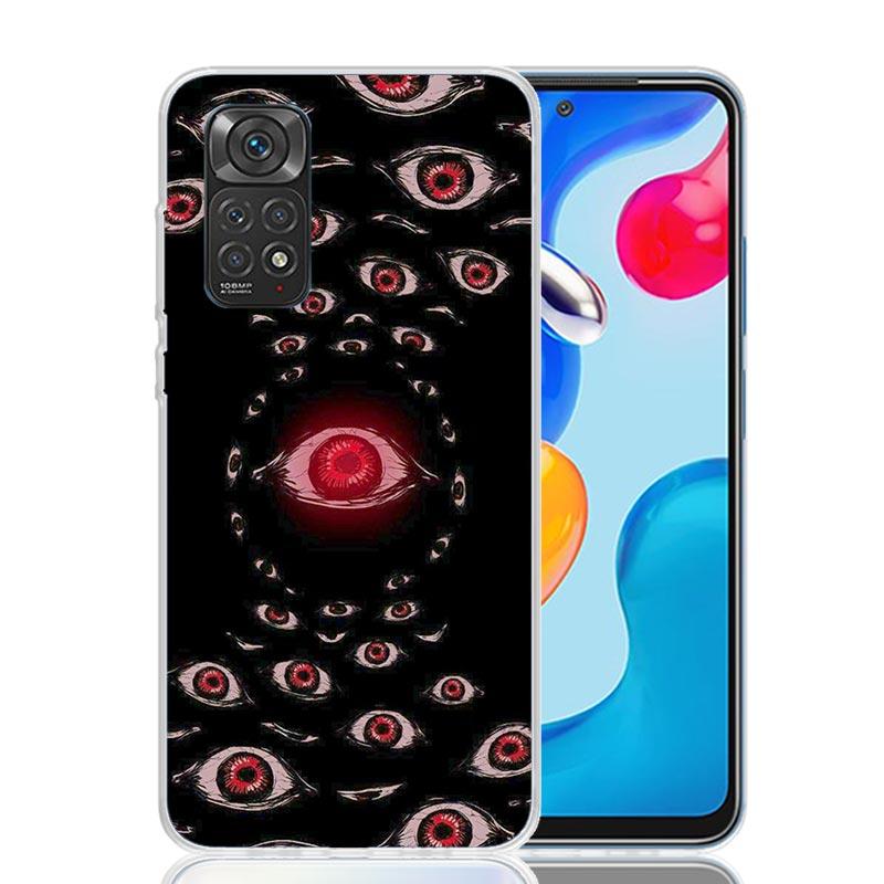 Чехол для телефона с пугающим лицом и глазами для Xiaomi Redmi Note 15 14 13 12S 12 Pro Plus 11S 11E 11 11T 10S 10 Арт Мягкий чехол с рисунком Redmi Not