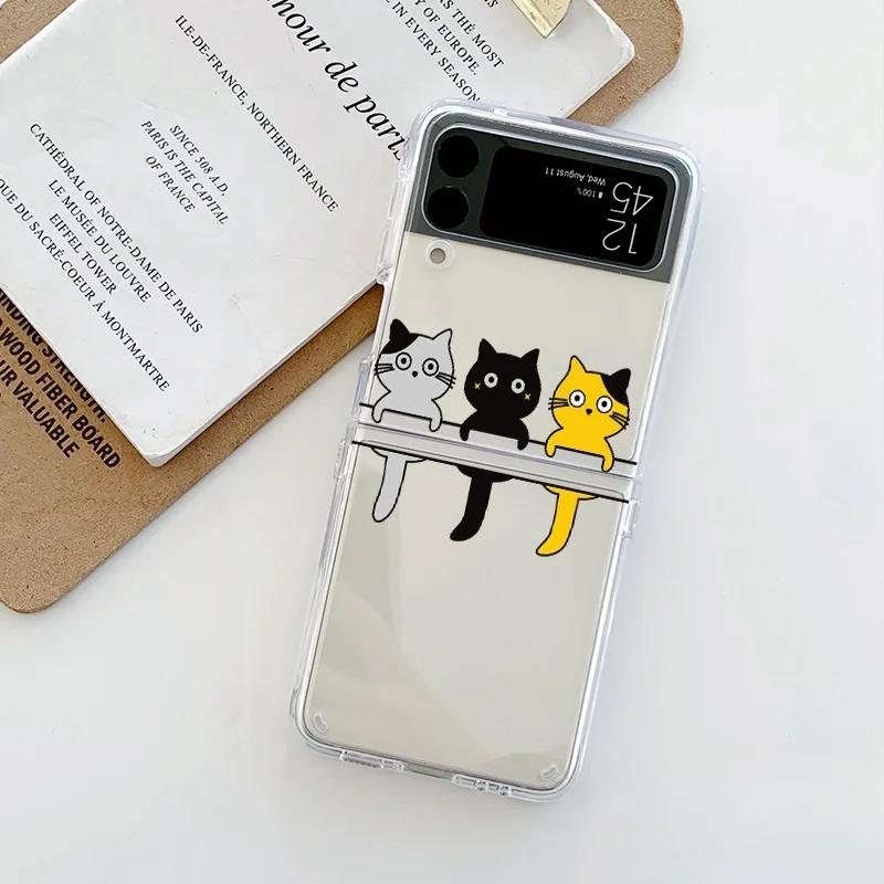 Цветочный прозрачный чехол для телефона Samsung Galaxy Z Flip 6 5 4 3 Прозрачный жесткий складной чехол для задней панели из поликарбоната для Samsung Z Flip5 Flip4 Flip6