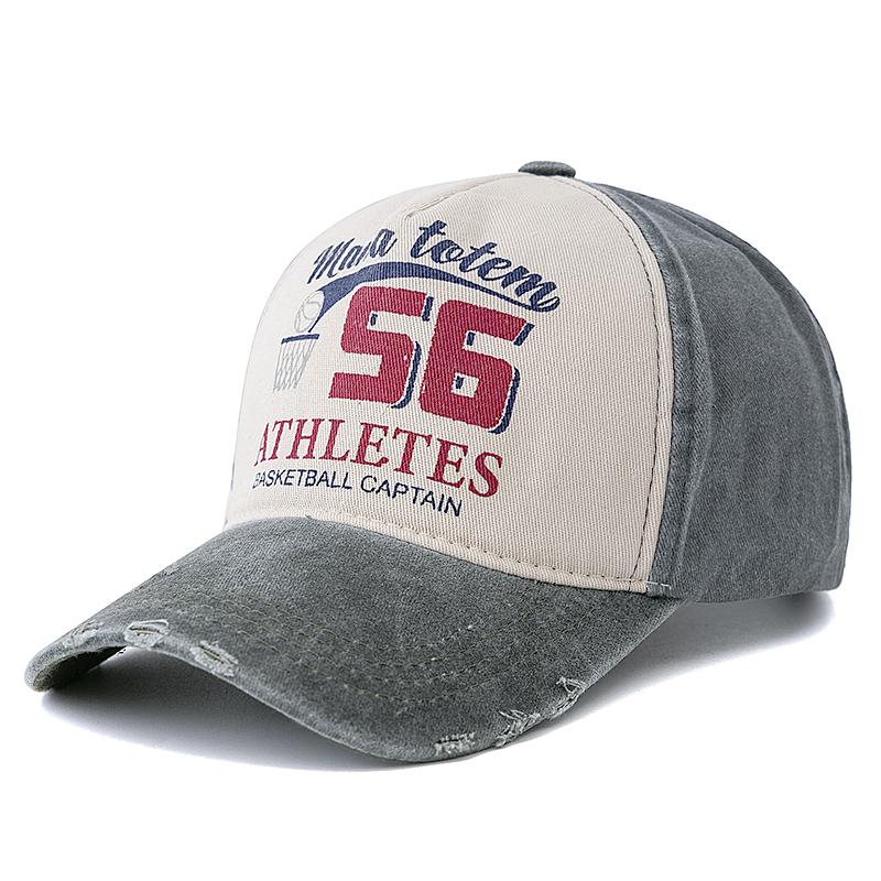 Unisex Vintage Washed Cotton Baseball Cap BASKETBALL CAPTAIN 56 Letter Embroidery Men And Women Outdoor Sports Hat