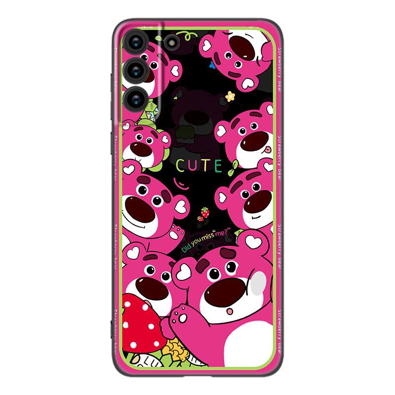 L-Lotso S-Strawberry Bear черный силиконовый чехол для телефона Samsung Galaxy S23 S21 S20 FE S24 S22 Ultra S10E S10 S9 S8 Plus