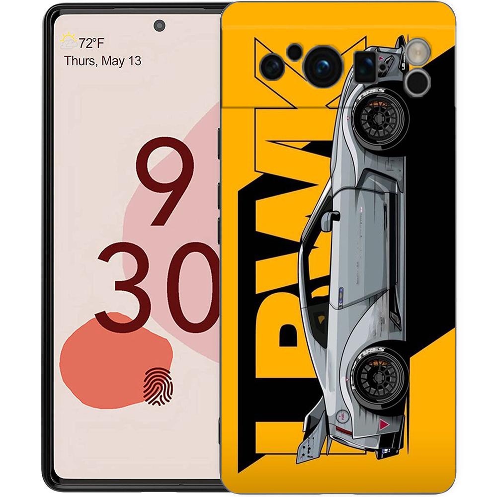 Япония JDM Спортивные Автомобили Чехол для Телефона Для Google Pixel 9 8 7 6 Pro XL 8A 7A 6A ТПУ Оболочка Мягкий Ударопрочный Черный Чехол