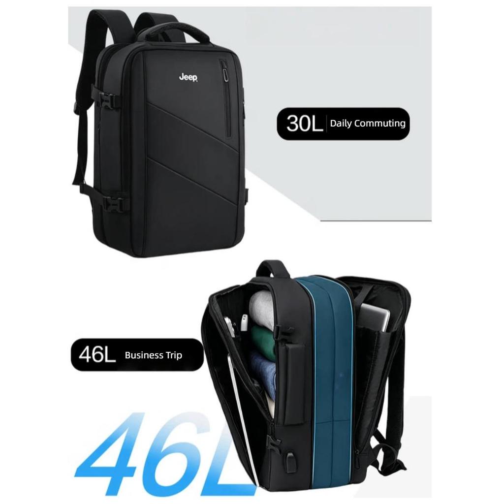 JEEP Travel Backpack, Large Capacity, Business Trip, Laptop Bag, Luggage Bag, Black