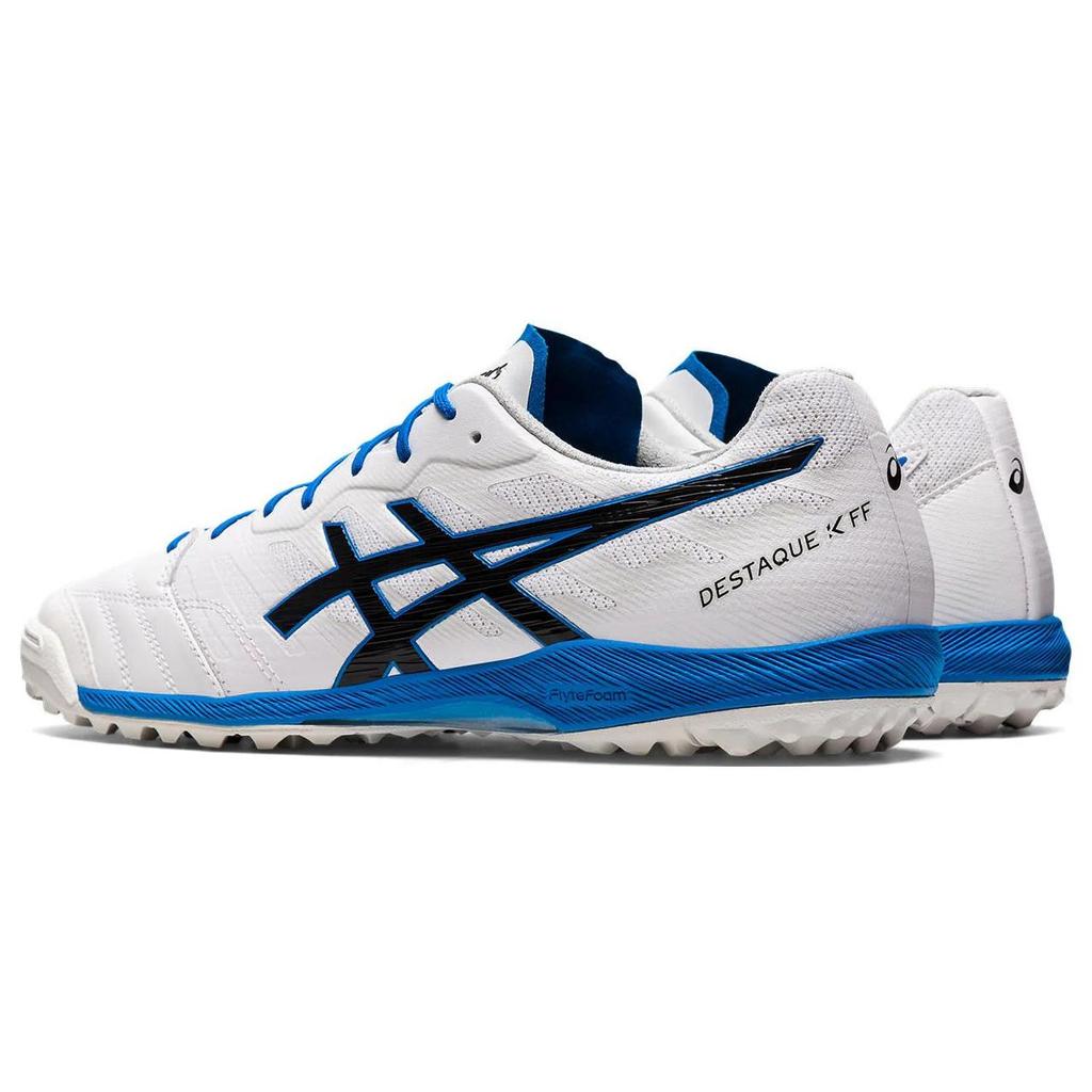 Asics Destaque K FF TF Кожаные футбольные бутсы с искусственным газоном Мужские футбольные бутсы Бело-синие 1111A218-100