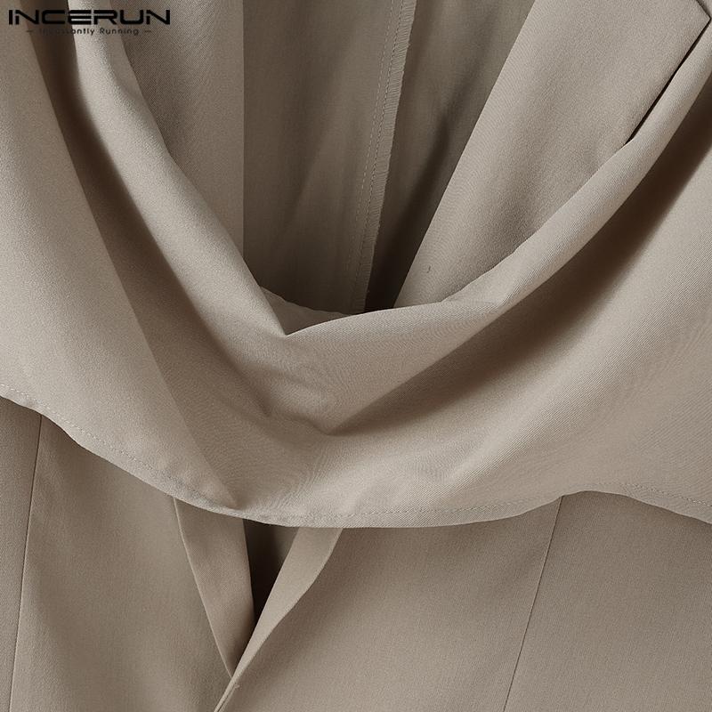 INCERUN Oversized Men Swing Collar Long Sleeve Irregular Cross Loose Thin Blazer Coats