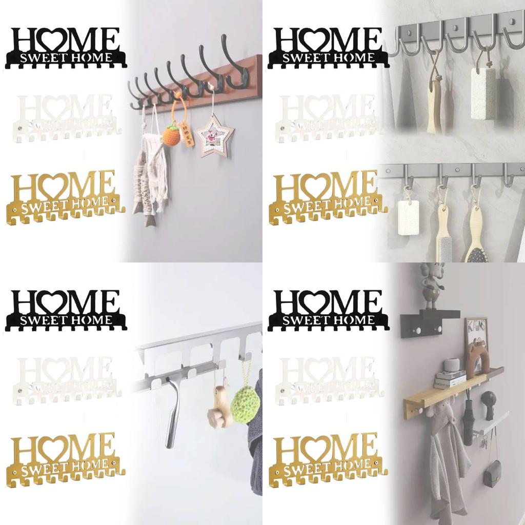Modern Iron Home Letter Key Towel Organizer With Screw Mount For Household Storage