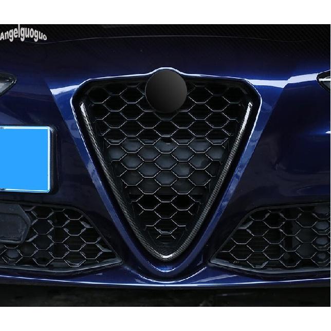 Для Alfa Romeo Giulia красные или карбоновые стильные решетки на голову автомобиля, V-образная рамка, декоративная отделка, наклейка с логотипом, Стайлинг