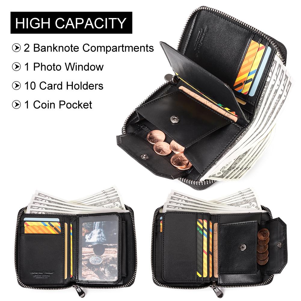 Humerpaul Men Leather Wallet Anti-theft Swipe Credit Card Wallet