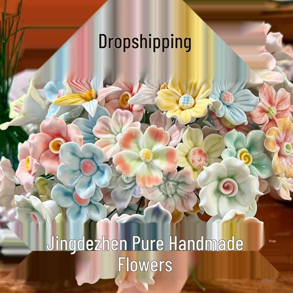 Artisanal Ceramic Hand-Pinched Peony Rose with Preserved Flower Ornament