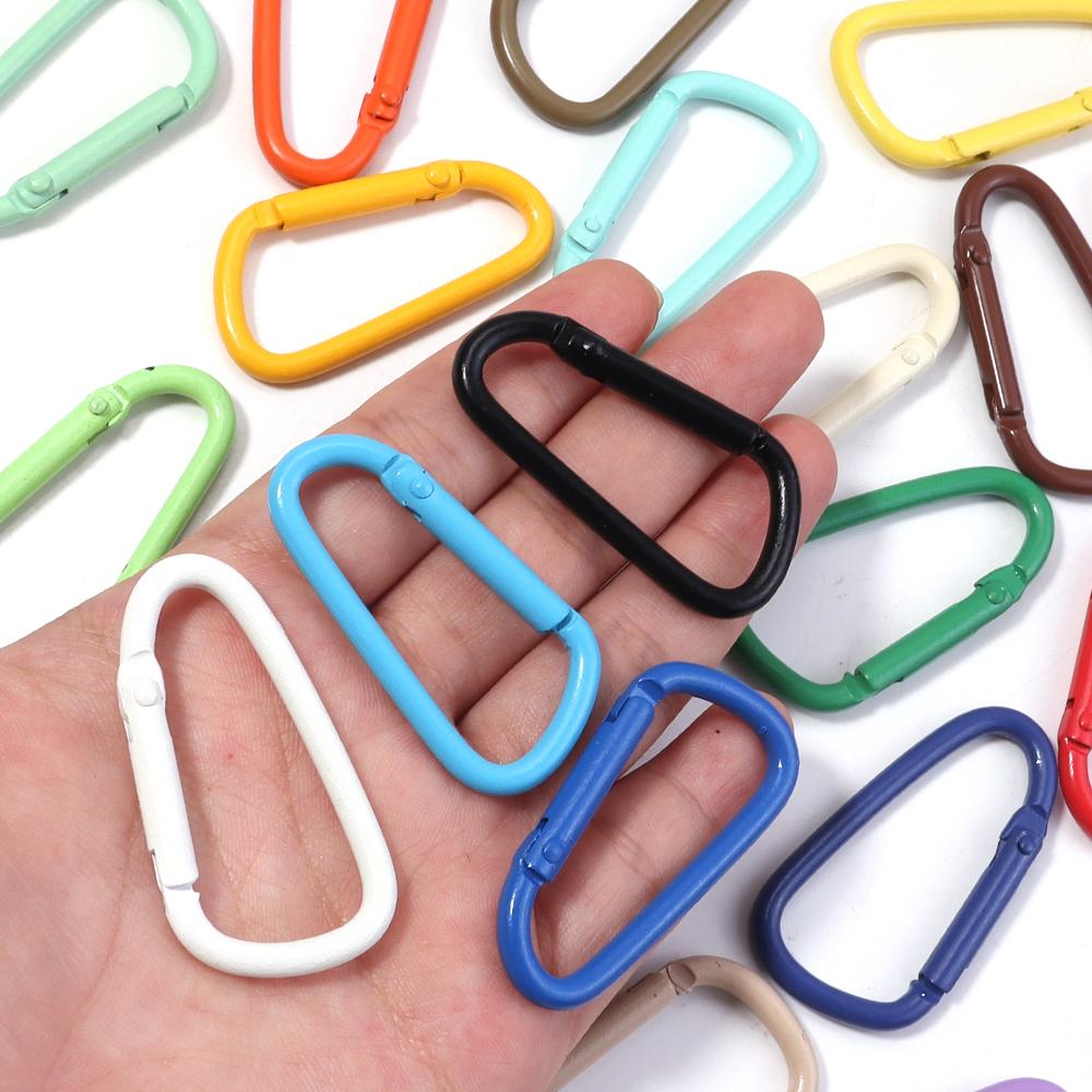10pcs/lot 45x24mm Alloy Spring Snap Clasps Colorful D-shape Carabiner Clip Clasp Hooks For Jewelry Making DIY Keychain Connector