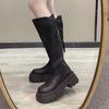 Модные женские ботфорты на платформе, женские ботинки на толстой подошве и танкетке, панк-ботинки, женские осенне-зимние мотоциклетные боты из искусственной кожи