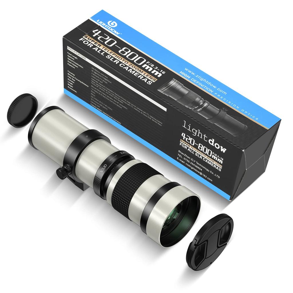 Lightdow Telephoto Zoom Lens for Canon Lens for Canon EOS Kiss X10i X9i X9 X8i X7i X6i X5 X4 X3 X2 X90 420-800mm F/8.3-16 EF/EF-S X10/250D