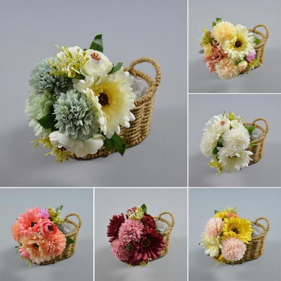 Искусственный шар-хризантема Букет Смешанный Искусственный Шелковый Цветок Гортензии с Хризантемами Пионами для Свадебного Букета Свадебной Вечеринки Цветочный