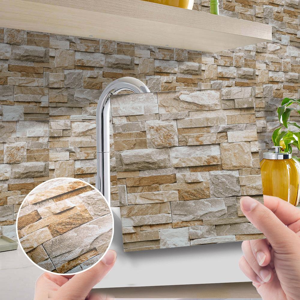 10 шт., наклейка на цементную, кирпичную, мраморную плитку, кухонный фартук, маслостойкая ванная комната, умывальник, пилинг и палка, водонепроницаемые художественные наклейки на стены