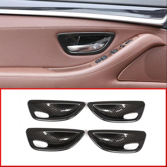 4pcs Carbon Fiber Color Inner Door Handle Bowl Cover Trim For BMW 5 Series F10