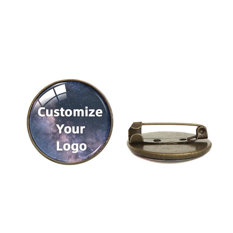 Custom Logo Time Gem Brooch, Business Gift Event Souvenir Fashion Accessory Pin
