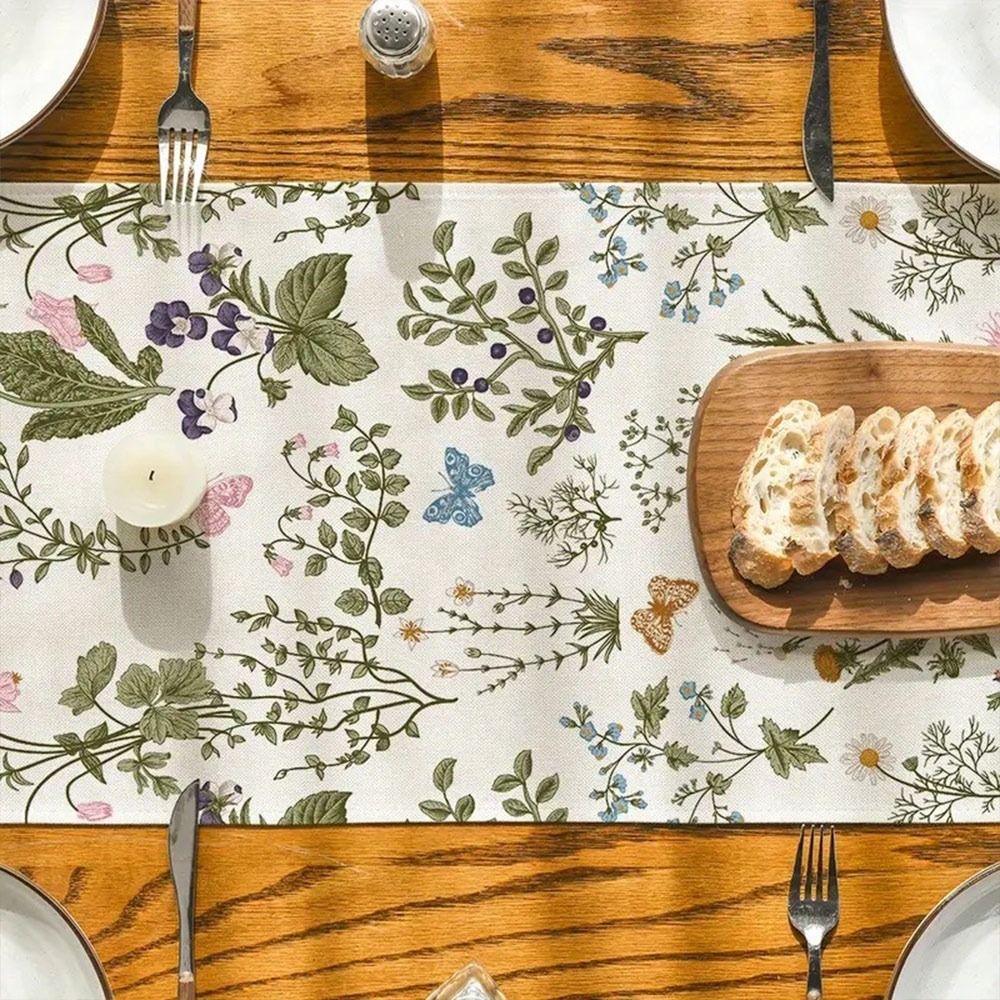 Floral Pattern Table Runner Linen Tea Table Decorative Cloth Fashion Flower Table Cloth