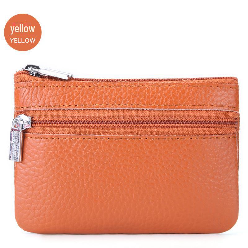 Мини-кошелек из натуральной коровьей кожи - милый кошелек для монет на молнии в корейском стиле