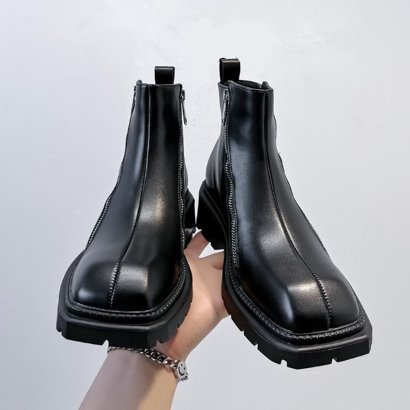 Fashion Boots Men Shoes High Top Zips Casual Shoes Outdoor Fashion Classics Ankle Boots High Slip On Office Work Shoes Men Sneakers