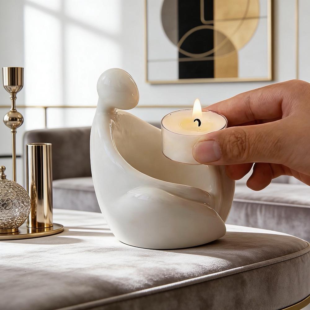 Nordic Style Cartoon Animal Candle Holder Ceramic Tealight Holder INS Desktop Candelabrum  Holiday