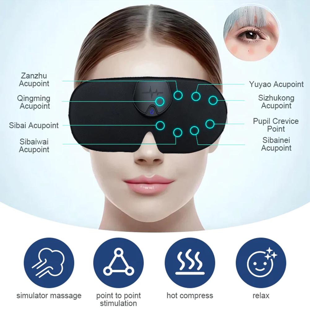 2026 Intelligent Massage Eye Mask Four Vibration Levels Relieves Fatigue Light-blocking Sleeping Eye Mask Head Massage Device Relieve Fatigue Gifts