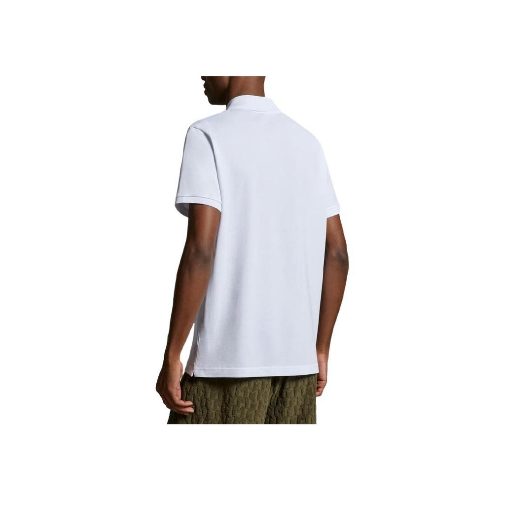 Moncler SS25 Logo Patch Short Sleeve Polo Shirt Men tops Optical-White K1-091-8A00030-84556-001