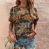 Summer Leopard 3D Print Women V-Neck T-Shirts Casual Pullover Loose Short Sleeves Oversized Tee Shirt Female Clothing XXS-6xl