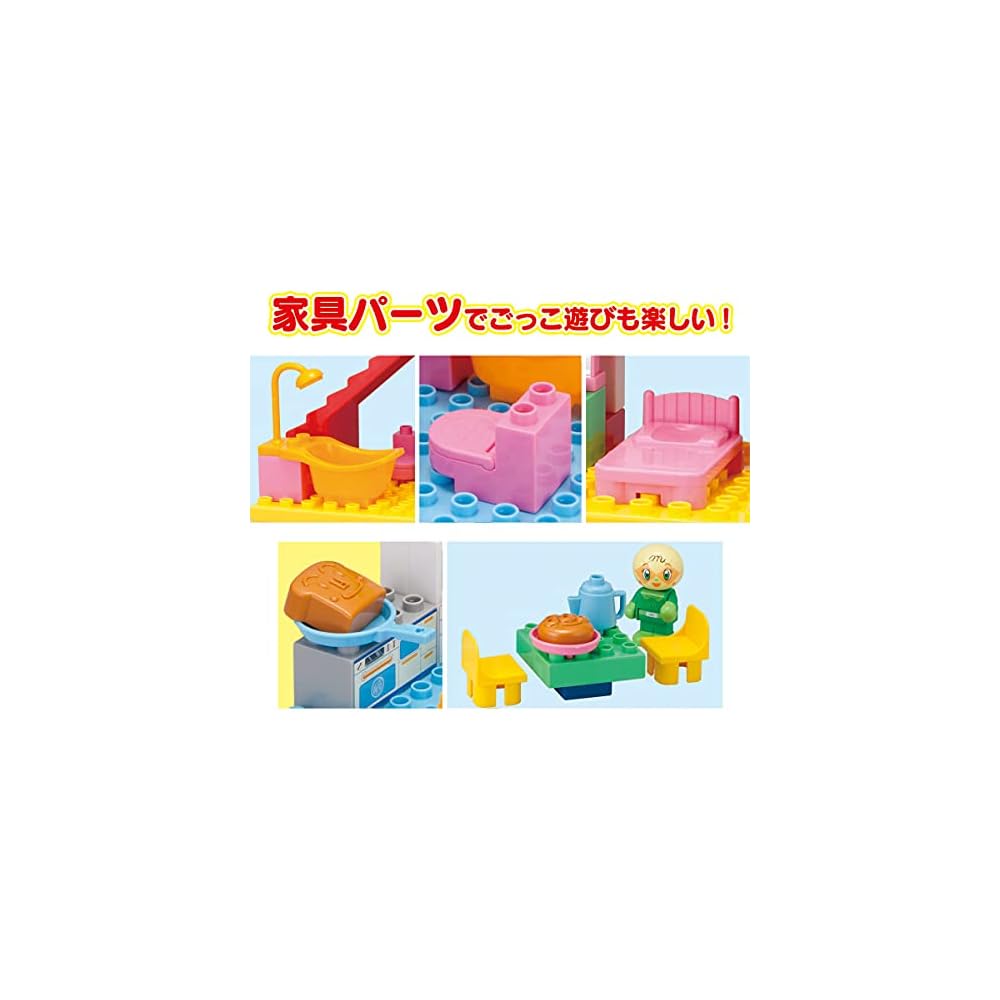 Игрушки-конструкторы Bandai BlockLabo Анпанман: Пекарня и горка, ведерко, для детей от 3 лет
