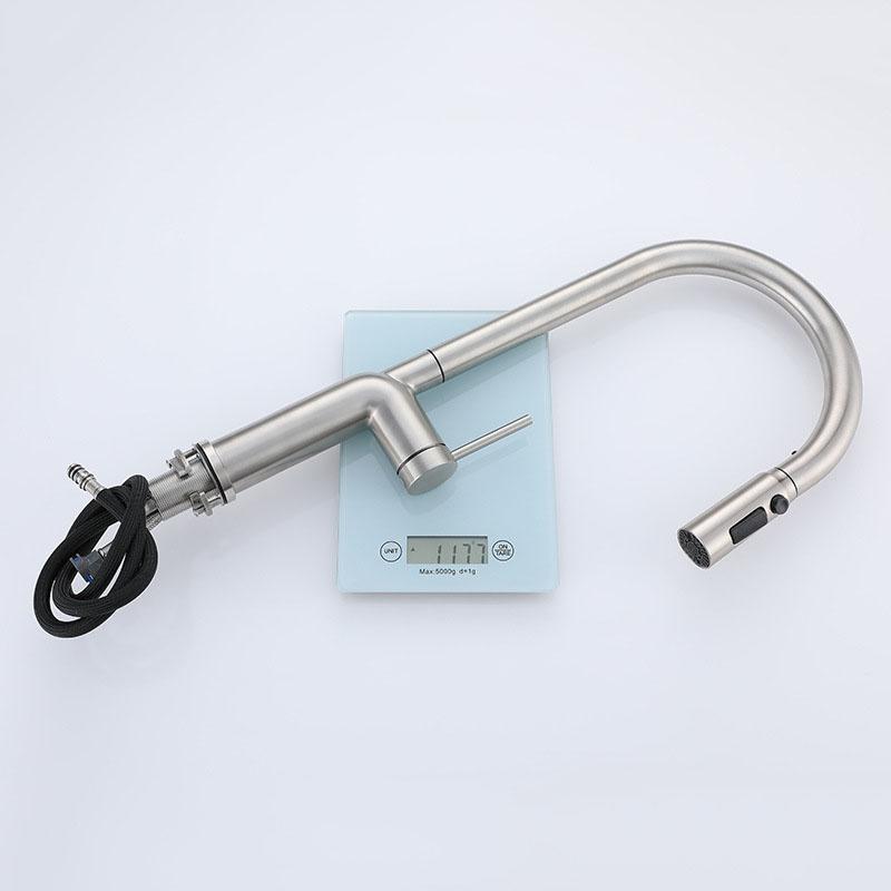 304 Stainless Steel Pull-out Kitchen Sink Faucet Pull Down Single Hole Handle Swivel Sprayer Water Mixer Kitchen Tap Nickel