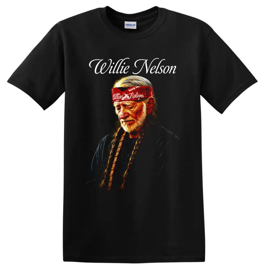 Willie Nelson Country Singer Portrait T Shirt Red Bandana Music Fan Tee Gift