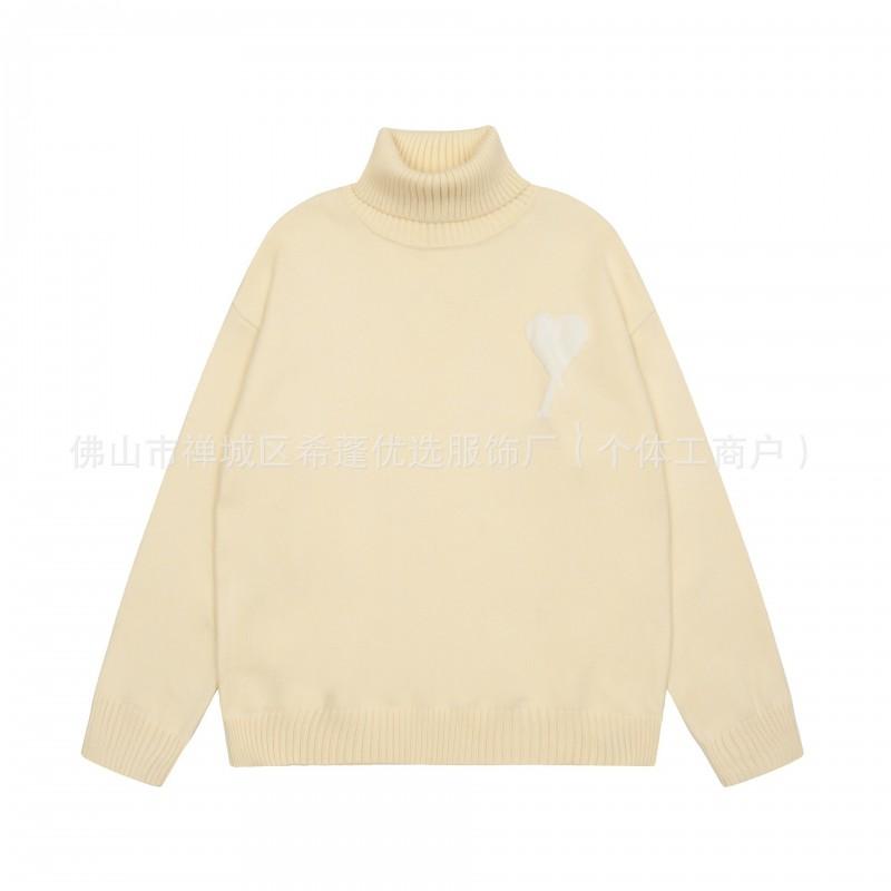 Oversized Knit Sweater With Heart Jacquard Round Neck Loose Fit Unisex Casual Pullover
