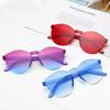 Sunglasses Women Fashion Ladies Cat Ear Rimless Transparent Glasses Girls Retro All -In -One Ocean Piece Candy Color Eyewear Uv400