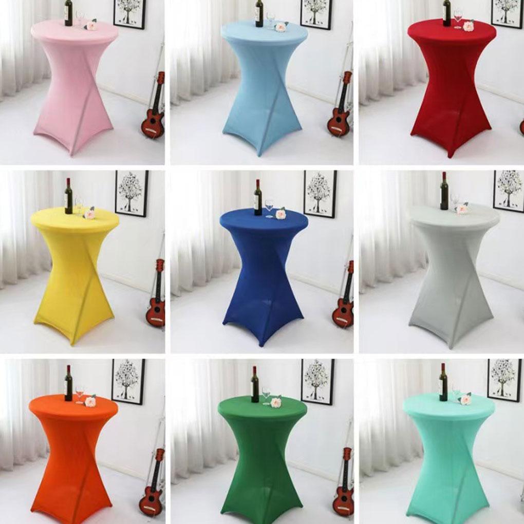 Easy Care Elastic Cocktail Table Set Fitting For Hotel Wedding Party Hotel Wedding Party Table Cover