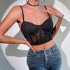 Sequined Fishbone Steel Ring Sexy Nightclub Crop Top