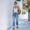 2025 Женские рваные повседневные джинсы-дудочки длиной до щиколотки
