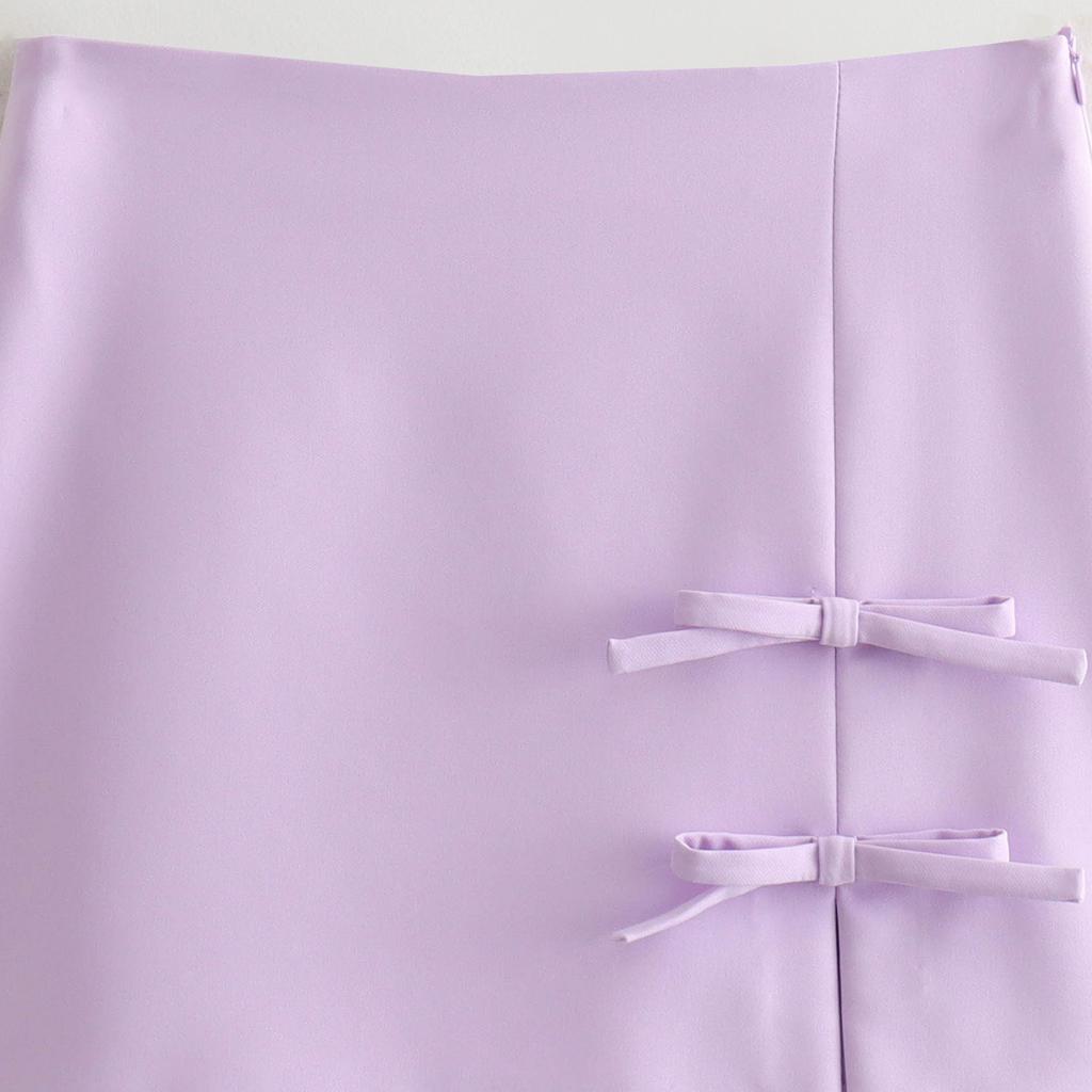 European and American French Women's Clothing Design Bow Trim Mini Skirt