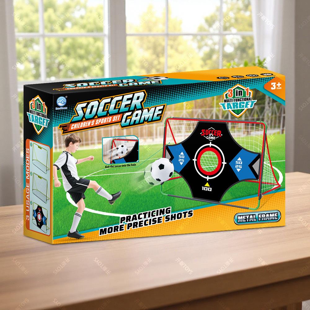 57 Inch Kids Soccer Goal Set Iron Soccer Training Equipment Outdoor Sports Gift Portable Soccer Toy