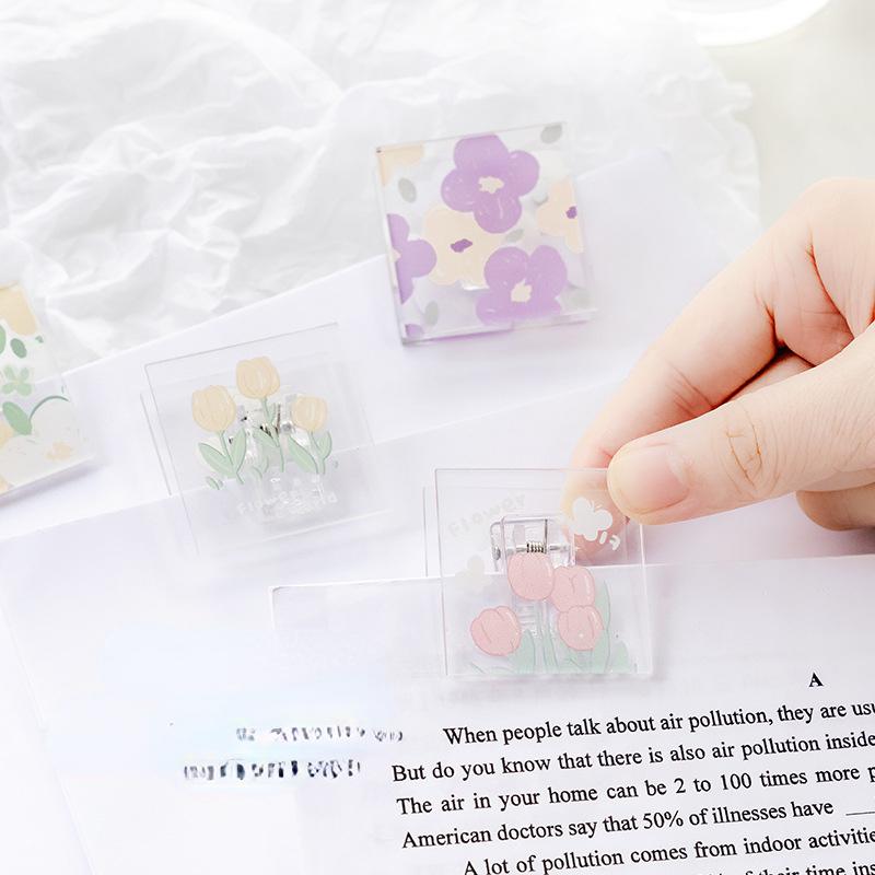 1 Pc Scrapbook Paper Clips Fashion Transparent Gradient Color Non-sticky Memo Pad Clip Cute Star Heart Style Snack Seal Clip