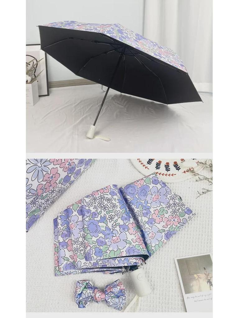 Dual-Purpose Floral Umbrella for Women: Automatic Folding, Sunscreen & UV Protection, Wind & Rain Resistant