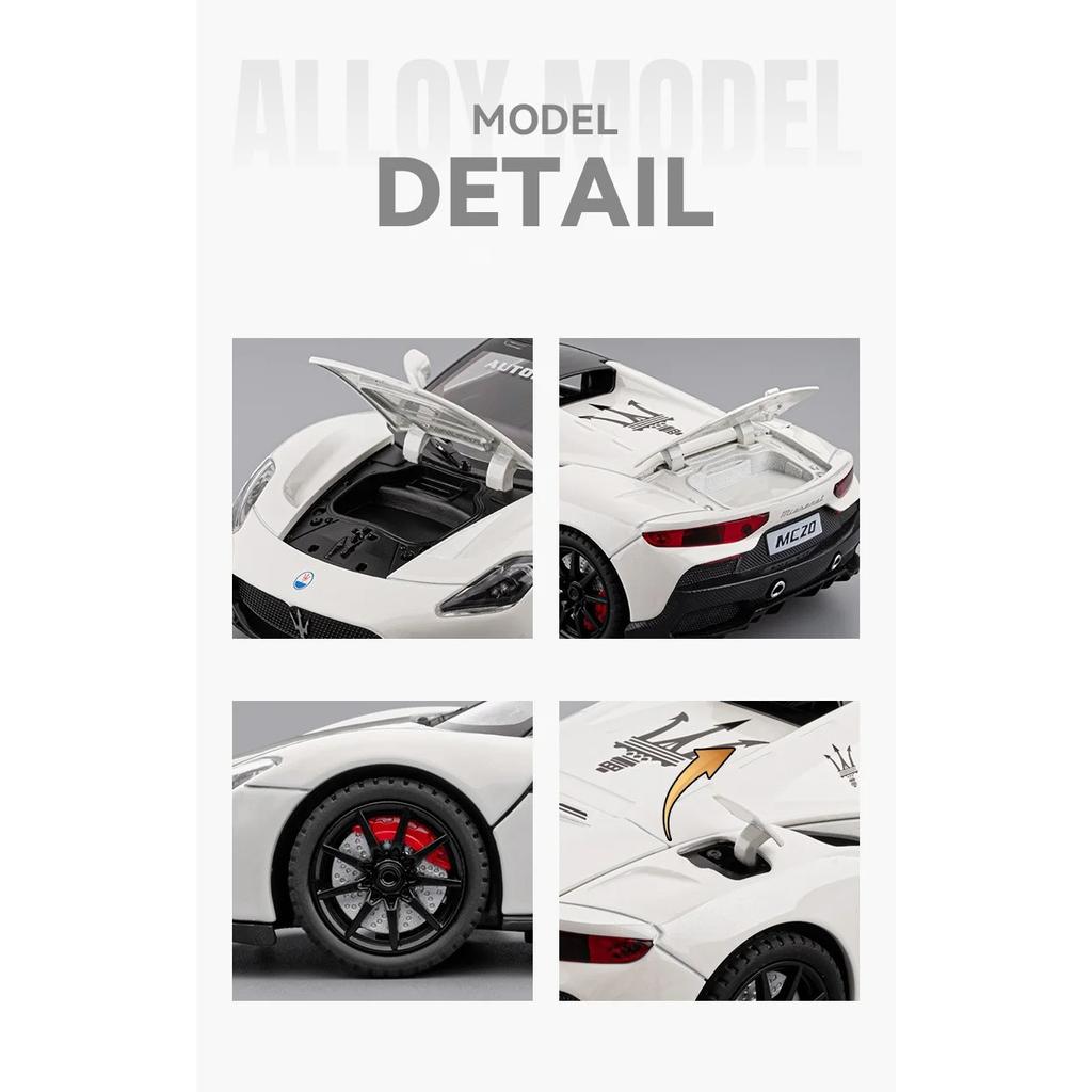 1/24 Мазерати MC20 Кабриолет Сплав Трассовый Гоночный Автомобиль Модель Литье под Давлением Металл Спортивный Автомобиль Модели Транспортных Средств Звук и Свет Детская Игрушка Подарок