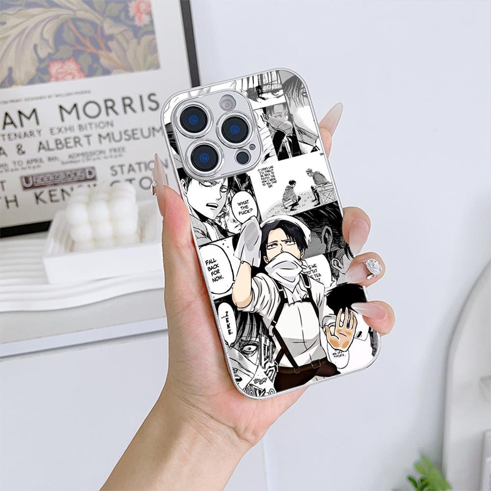 Чехол для телефона N174 с изображением японского аниме «Атака титанов» для iPhone 16, 15, Pro, Samsung S24, S23, A54, A35, Redmi Note13 Pro, с покрытием из закаленного стекла