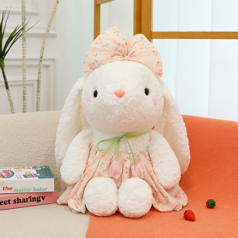 Милая юбка с цветочным принтом, кукла-зайчик, плюшевая игрушка, кукла-девочка, тряпичная кукла, спящая кукла, подушка, подарок на день рождения