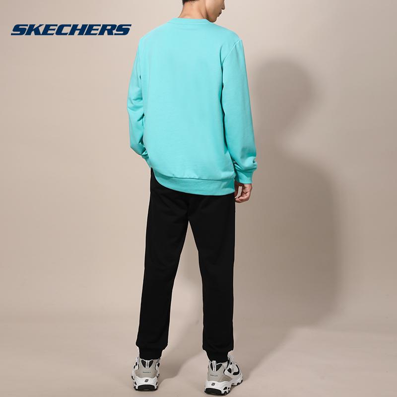 Skechers Осенняя спортивная футболка с длинным рукавом Свободная однотонная толстовка с круглым вырезом Мужские топы Розовый Зеленый L324M156-000U