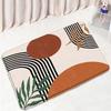 Abstract Mid Century Bath Mat Set Black Line Green Leaf Modern Geometric Boho Home Carpet Bathroom Decor Floor Rugs Toilet Cover