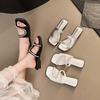 Fashion New Popular Slippers for Women Wearing Versatile Sequin Sandals with Thick Soles and Outdoor Rhinestone Flip Flops Zapatos Mujer